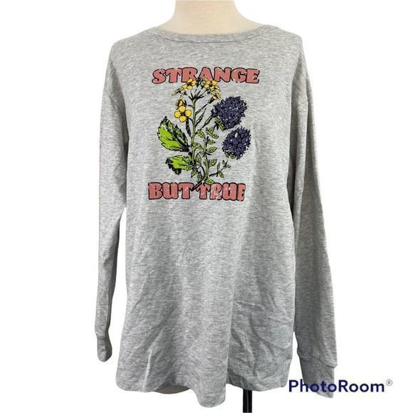 NWT BP Grey Crew Neck Strange But True Floral Long Sleeve Shirt (M) - Picture 7 of 7